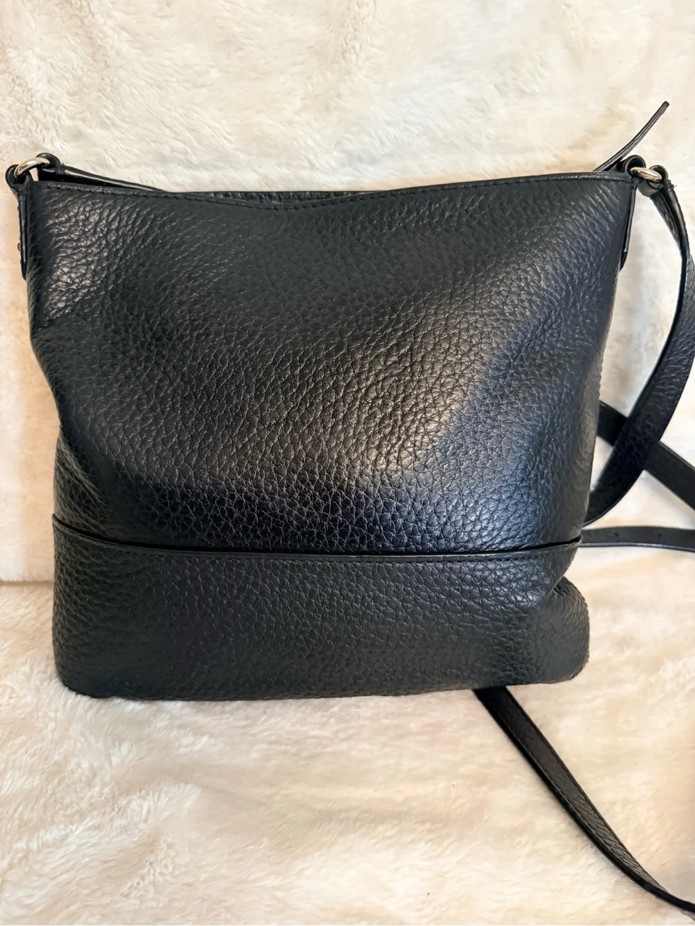 kate spade Black Pebbled Leather Crossbody Bag with Gold Accents
